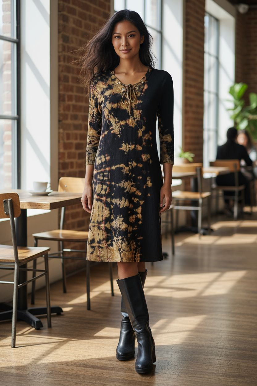 Calvin Klein | Tie-Decolorized Lace-Up Dress